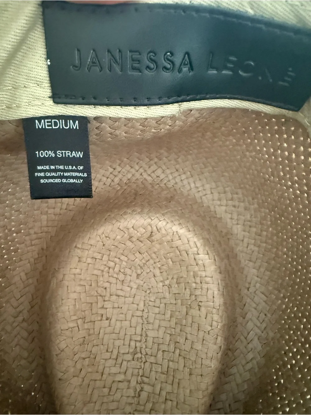 Janessa Leone Wide Brim 100% Straw Hat, sz Medium
